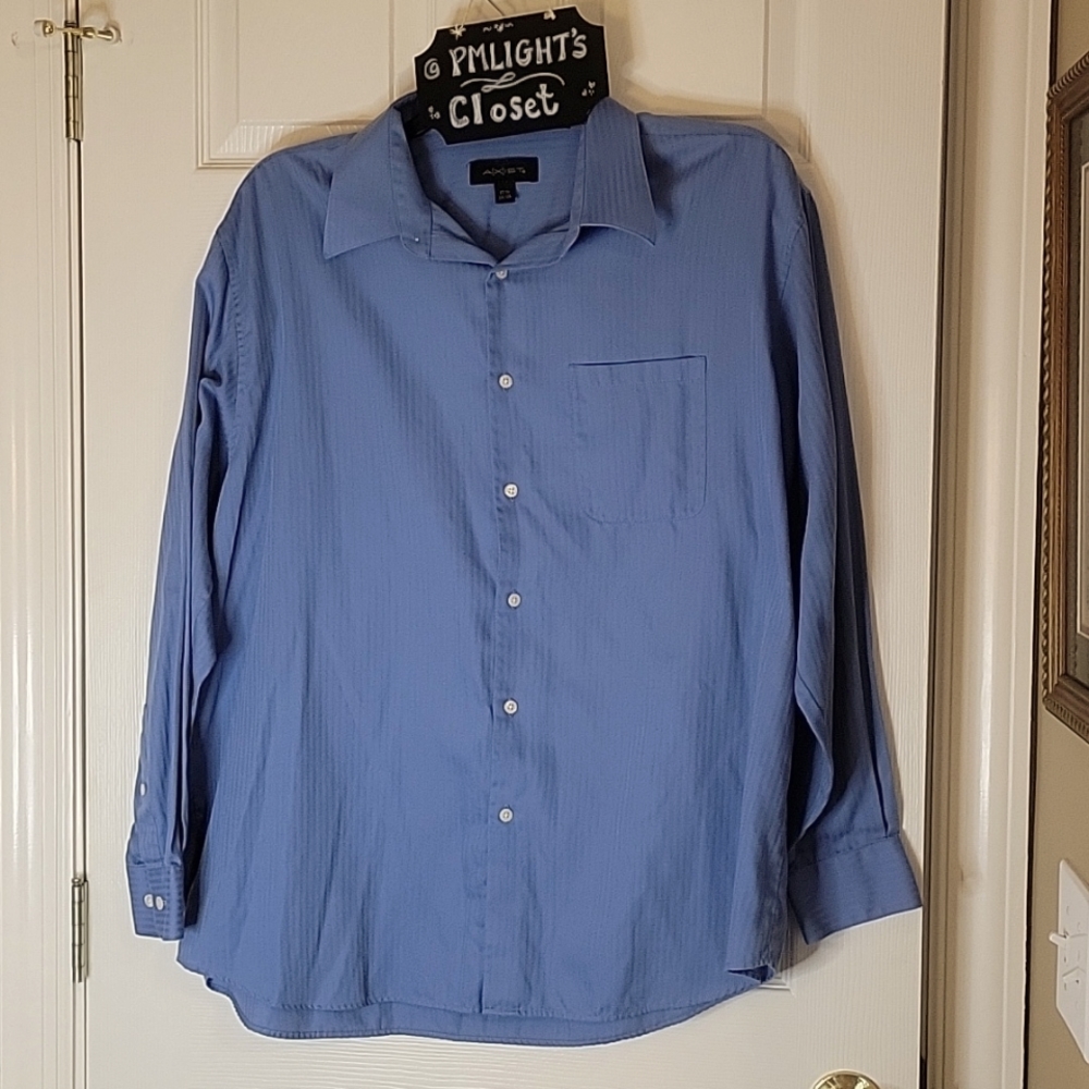 Axist Dress Shirt Stone Blue Stripe 17 1/2 34/35